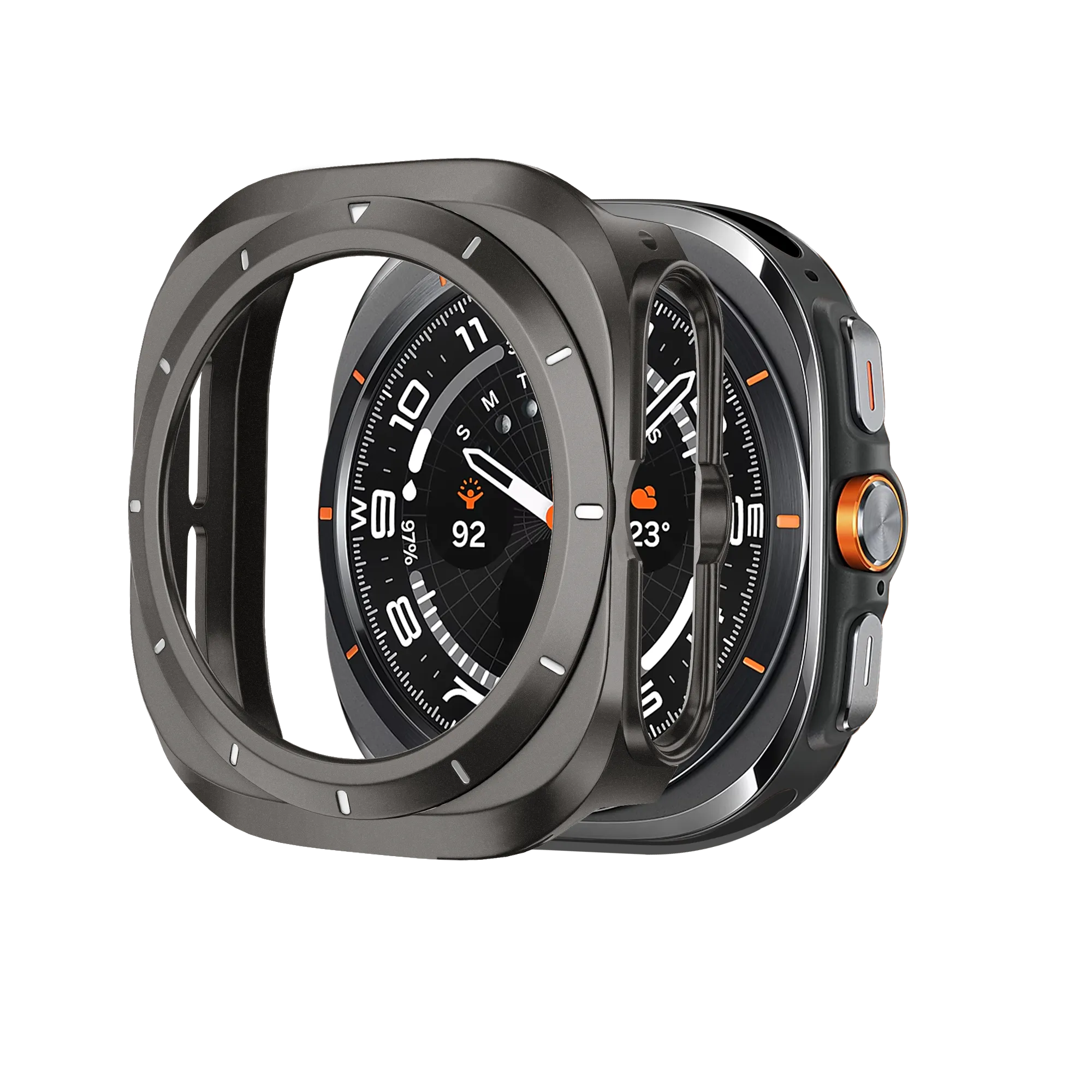 Bandz Samsung Galaxy Watch Ultra bezel PC hoesje (titanium grijs met wit)