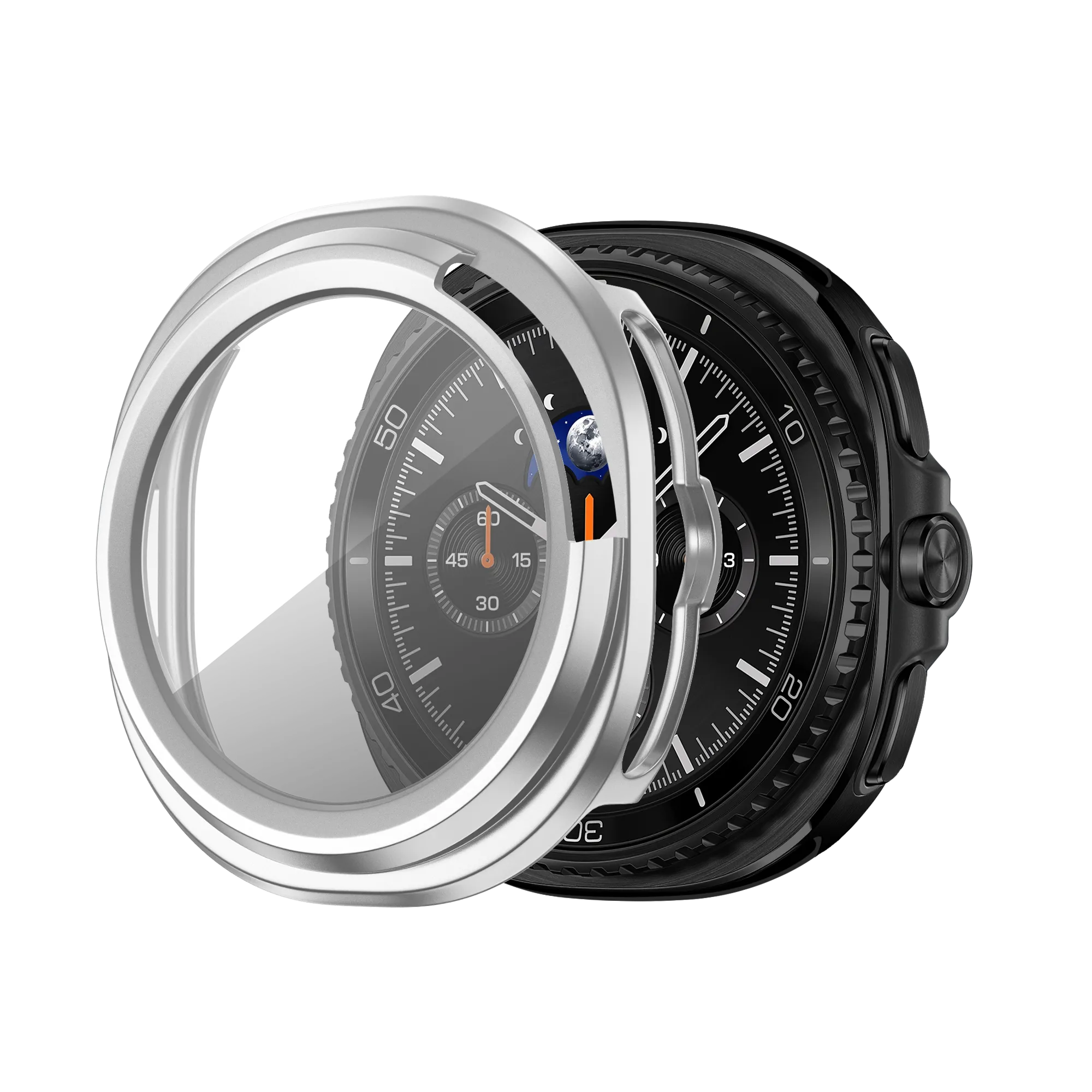 Bandz Samsung Galaxy Watch 8 Classic PC hoesje met glas (zilver)