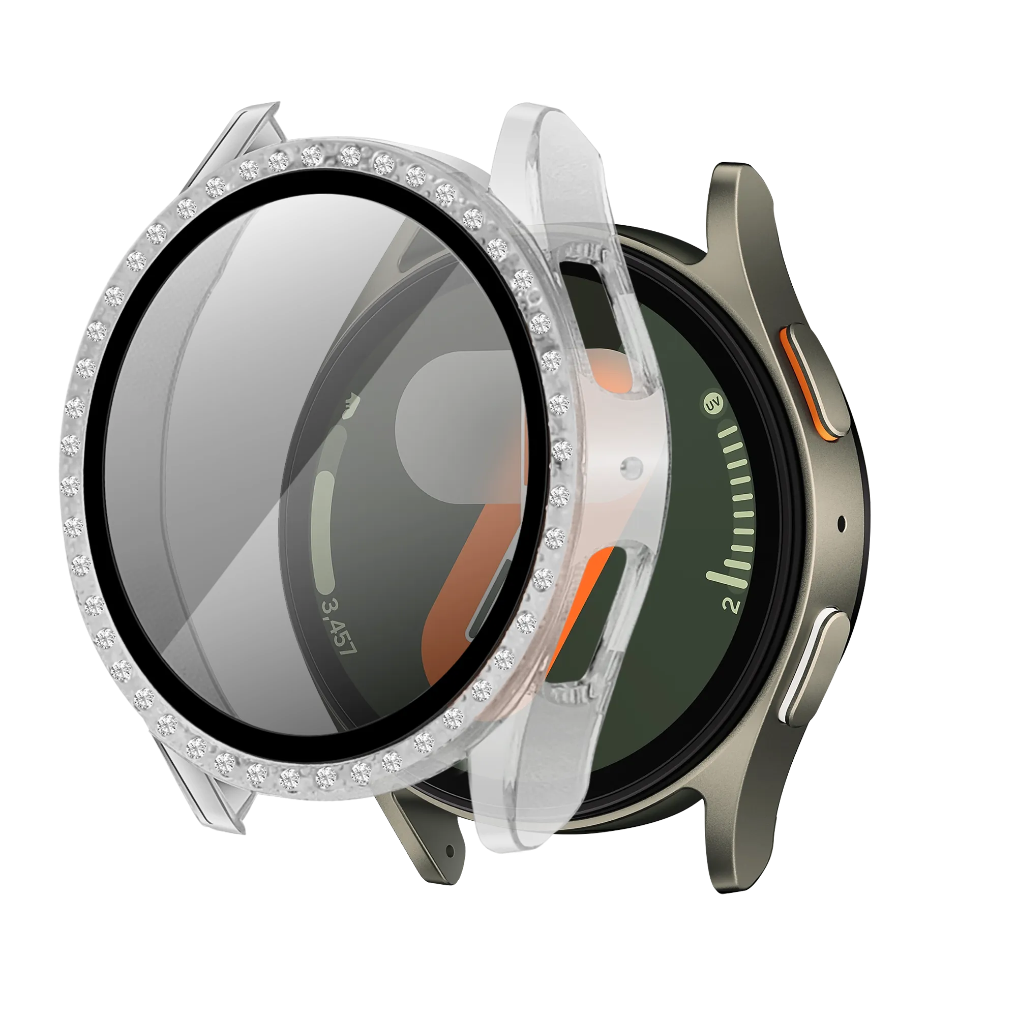 Samsung Galaxy Watch 7 - 40mm Diamond hoesje met glas (transparant)
