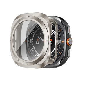 Bandz Samsung Galaxy Watch Ultra PC hoesje met glas (titanium)