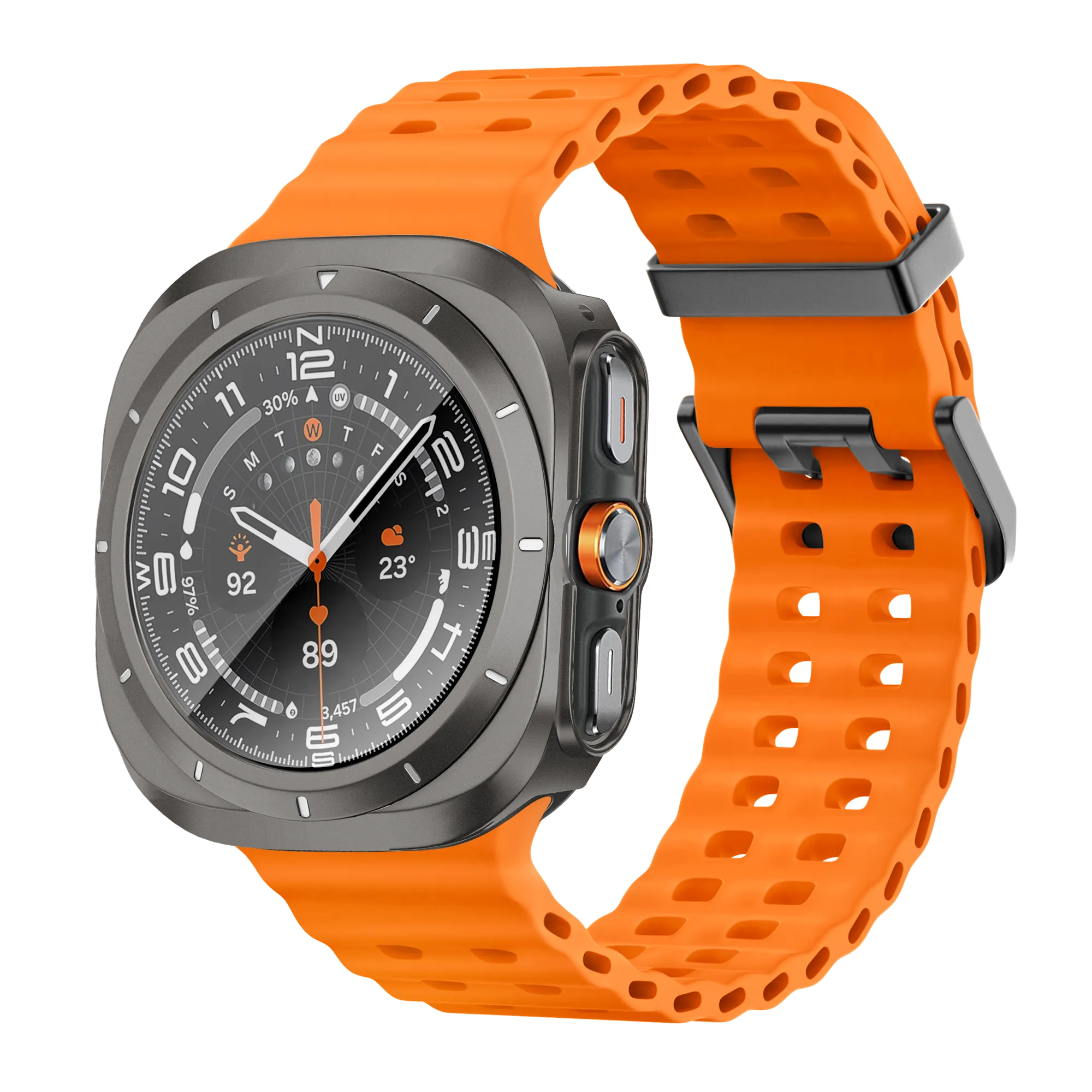 Bandz Samsung Galaxy Watch Ultra bezel PC hoesje (titanium grijs met wit)