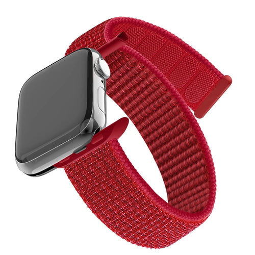 Nylon Strap 'Classic', red, on a watch, 3/4 front view