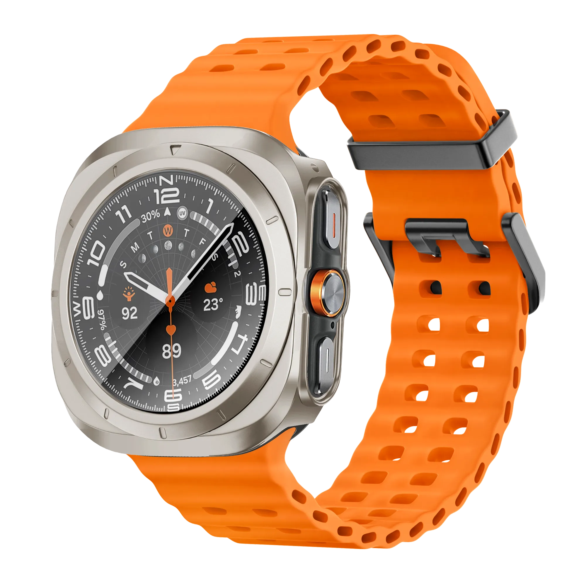 Bandz Samsung Galaxy Watch Ultra PC hoesje met glas (titanium)