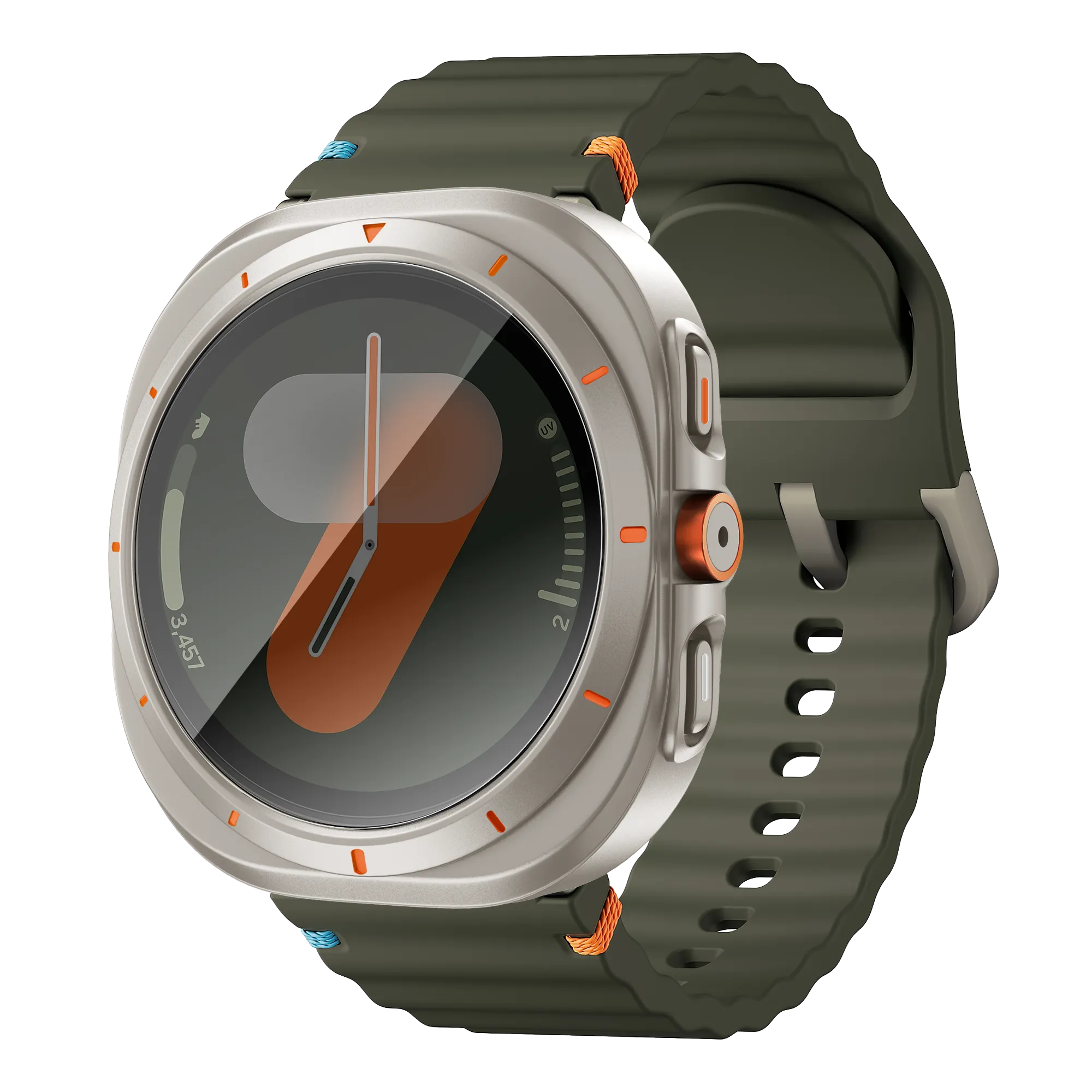 Bandz Samsung Galaxy Watch 7 - 44mm square PC hoesje met glas (titanium)