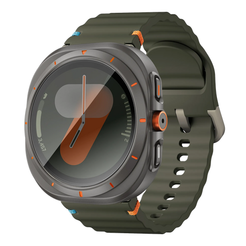 Bandz Samsung Galaxy Watch 7 - 44mm square PC hoesje met glas (titanium grijs)