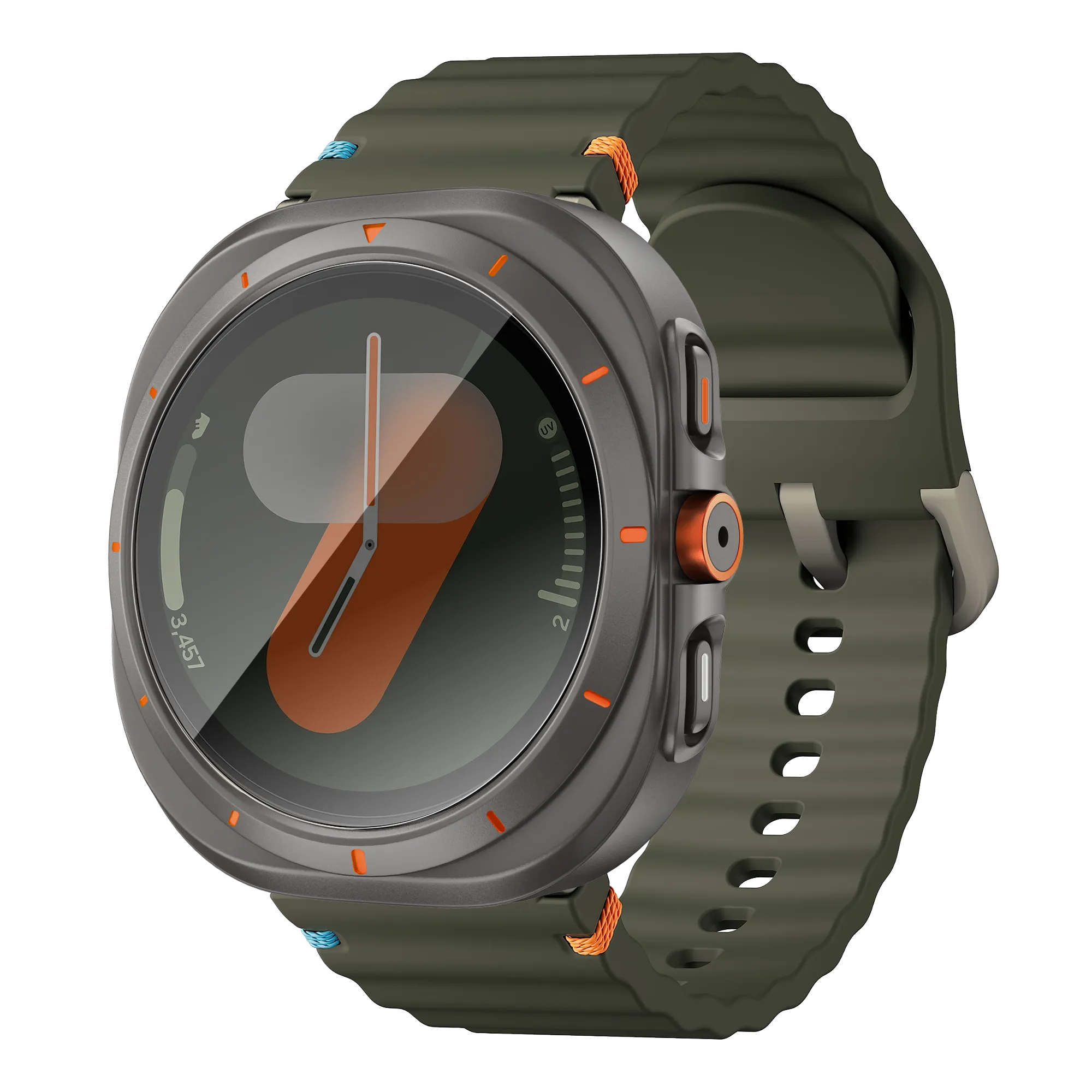 Bandz Samsung Galaxy Watch 7 - 44mm square PC hoesje met glas (titanium grijs)
