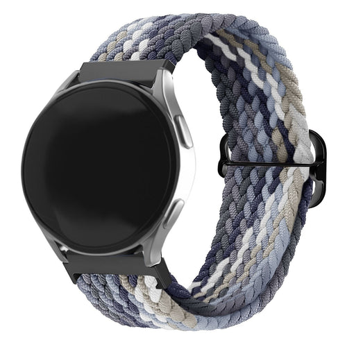 Nylon Adjustable Braided Strap, black/white, on a watch, 3/4 front view