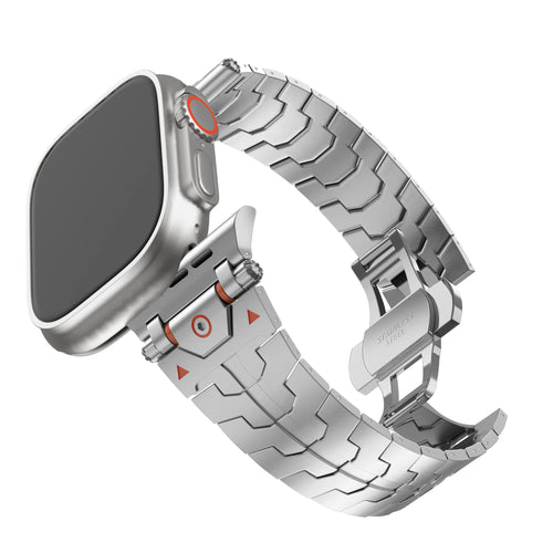 Bandz Apple Watch metalen grain band 'Deluxe' (zilver)