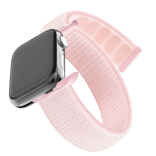 Nylon Strap 'Classic', light pink, on a watch, 3/4 front view