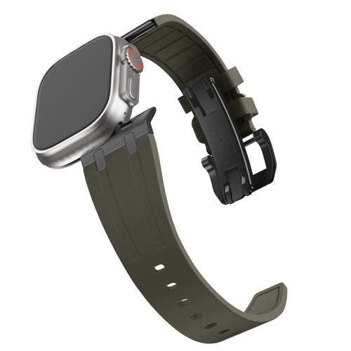 Bandz Apple Watch Ultra siliconen band 'Luxe Liquid' (bruin met zwart)