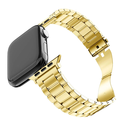 Steel Strap 'Classic', gold, on a watch, 3/4 front view