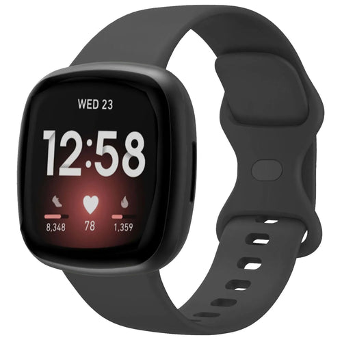 Silicone Strap 'Classic', black, on a watch, 3/4 front view