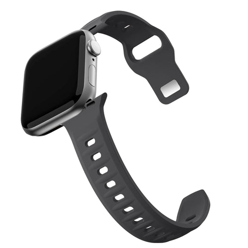 Silicone Strap 'Outdoor', dark grey, on a watch, 3/4 front view