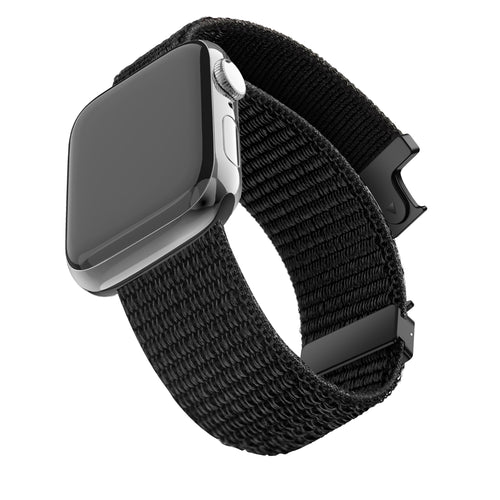 Nylon Strap 'Classic' P-Buckle, black, on a watch, 3/4 front view