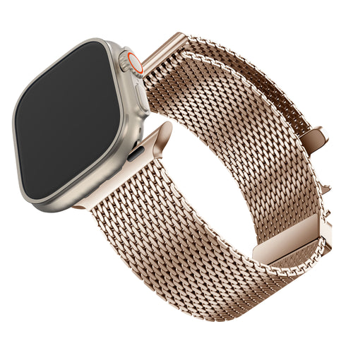 Bandz Apple Watch Ultra Milanese loop band met P-buckle (roségoud)