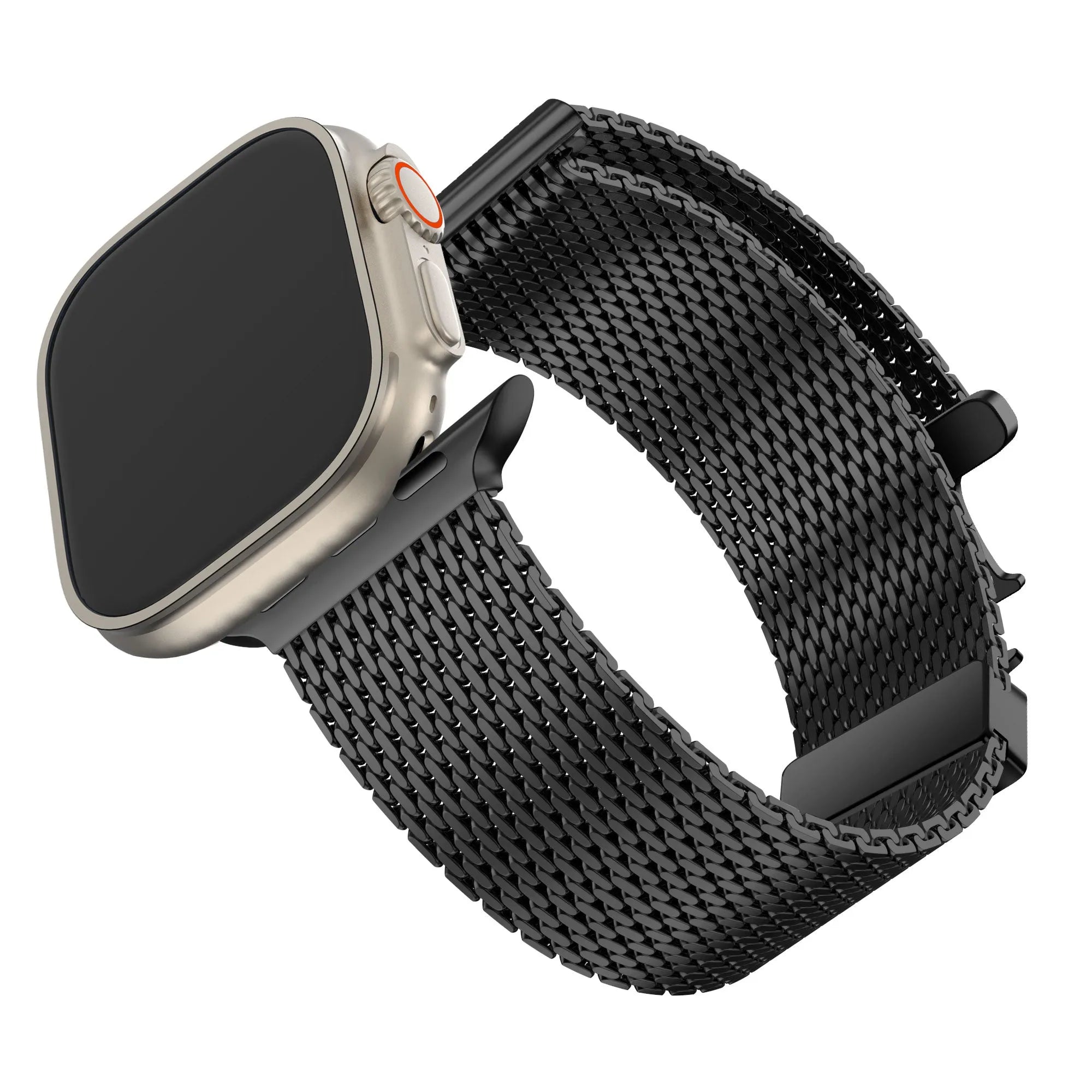 Bandz Apple Watch Milanese loop band met P-buckle (zwart)