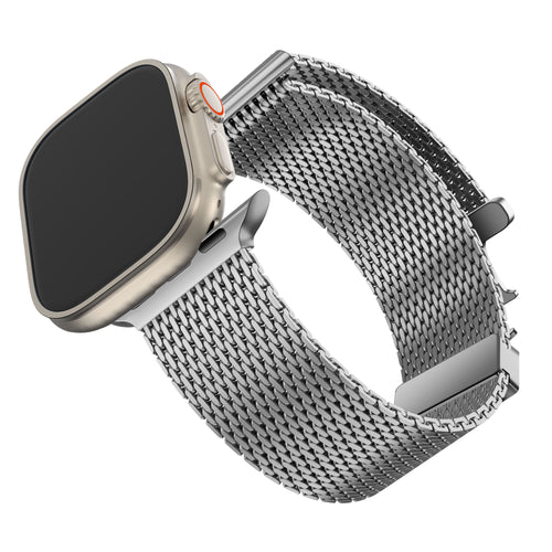 Bandz Apple Watch Ultra Milanese loop band met P-buckle (zilver)
