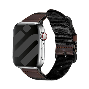 Nylon Canvas Strap, black, on a watch, 3/4 front view