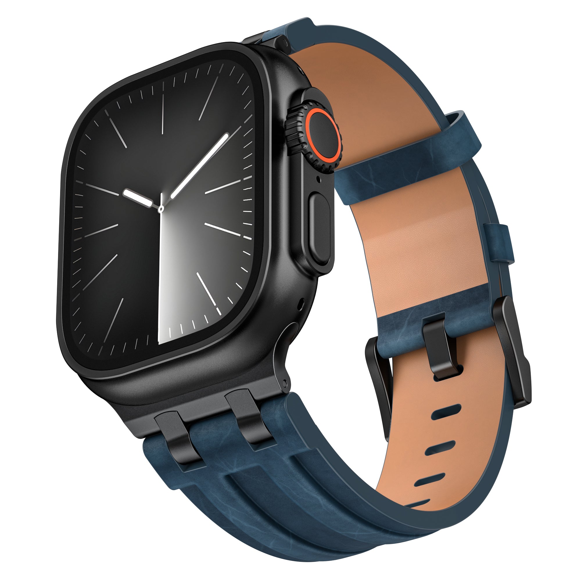 Apple Watch Ultra solide lederen band (donkerblauw)