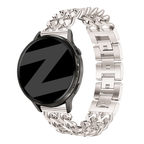 Metal Strap 'Double Chains', starlight, on a watch, 3/4 front view