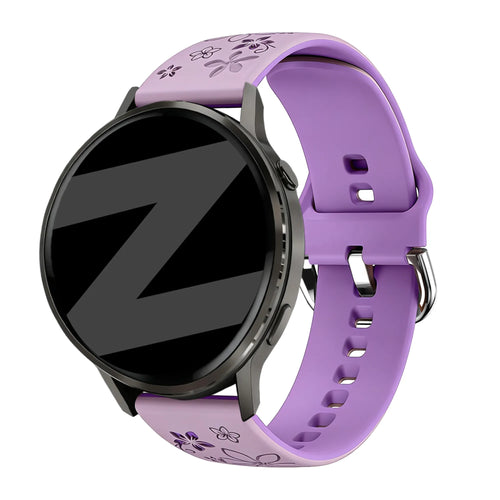 Bandz Garmin Venu SQ 2 siliconen band 'Flowers' (lila/paars)