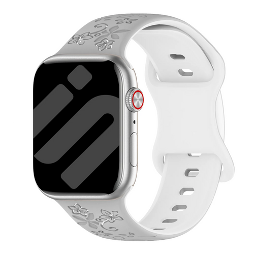 Apple Watch Flower siliconen band (grijs/wit)