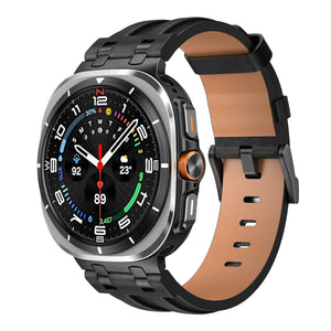 Samsung Galaxy Watch Ultra 2 solide lederen band (zwart)