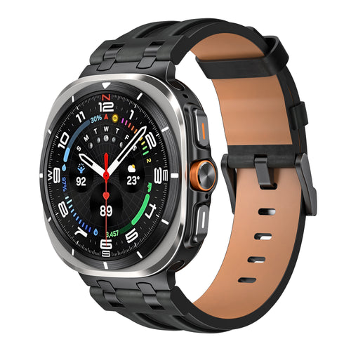 Samsung Galaxy Watch Ultra 2 solide lederen band (zwart)