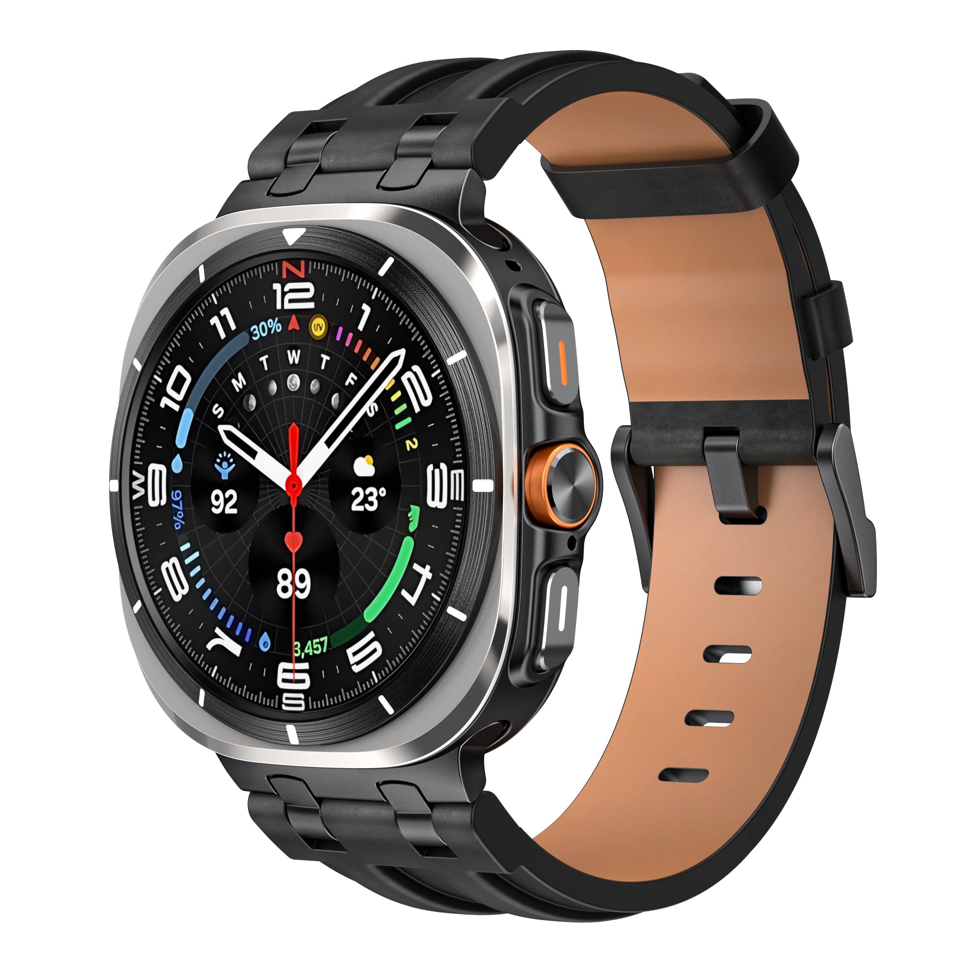 Samsung Galaxy Watch Ultra 2 solide lederen band (zwart)