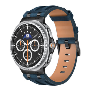Samsung Galaxy Watch 8 - 44mm solide lederen band (donkerblauw)