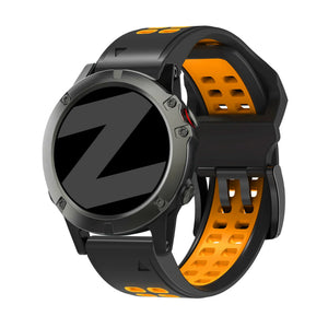 Bandz Garmin Quatix 8 Pro - 47mm Dual Buckled Sport Strap (Black/Orange)