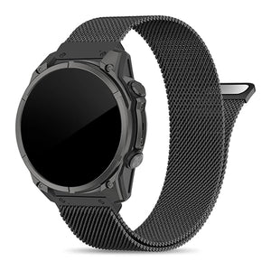 Premium Milanese Strap, black, on a watch, 3/4 front view