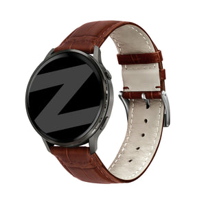 Bandz Garmin Vivomove Style Leren crocodile grain band (bruin)