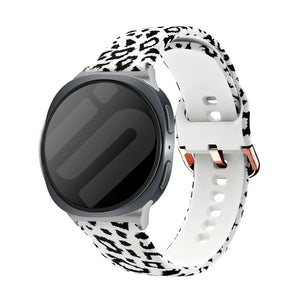 Samsung Galaxy Watch 9 - 44mm Print Silicone Strap (White Leopard)