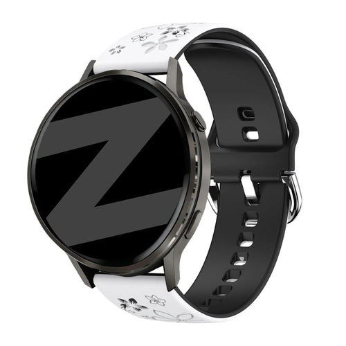Bandz Garmin D2 Air X10 siliconen band 'Flowers' (wit/zwart)