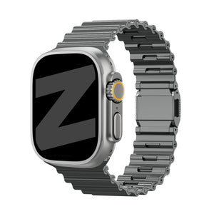 Bandz Apple Watch premium stalen band 'Ocean' (titanium grijs)