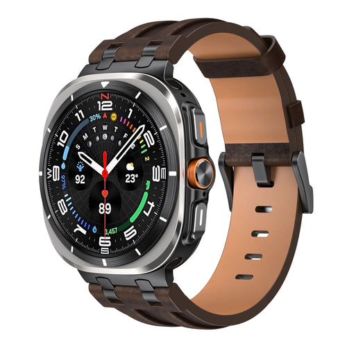 Samsung Galaxy Watch Ultra 2 Solid Leather Strap (Coffee)