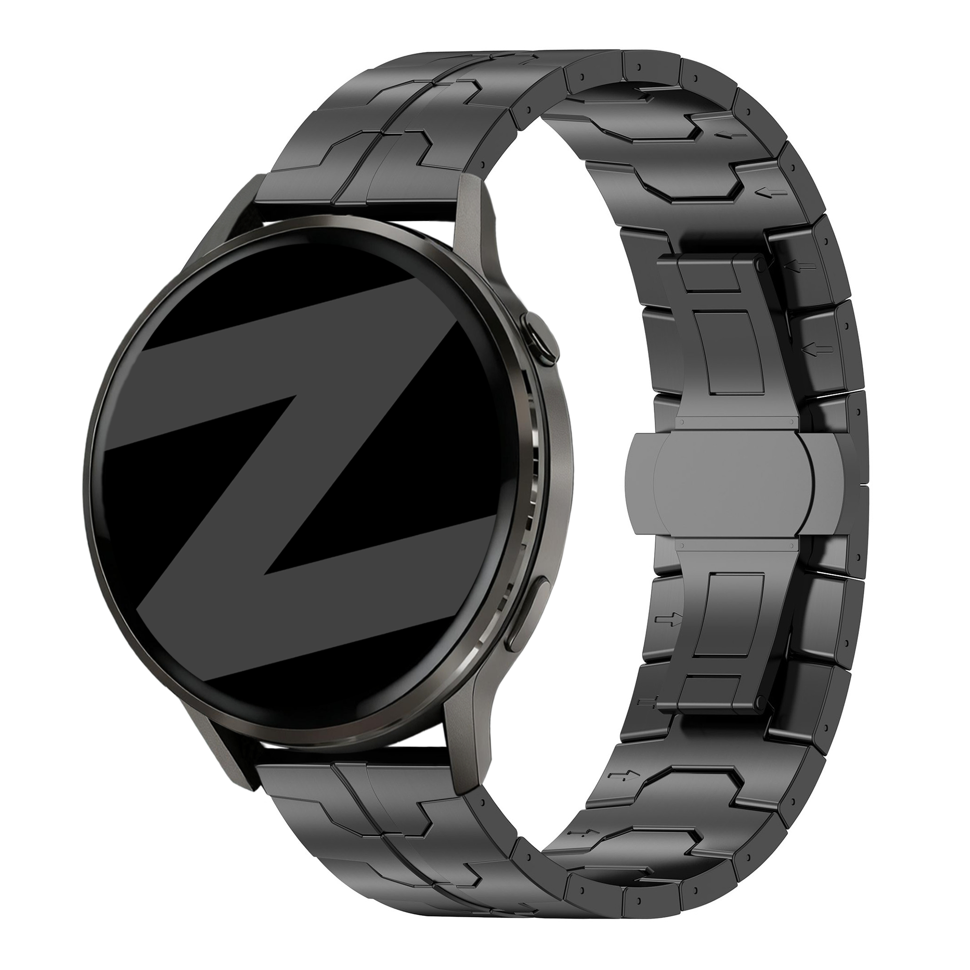 Bandz Garmin Forerunner 570 - 47mm stalen band 'Iron' (zwart)