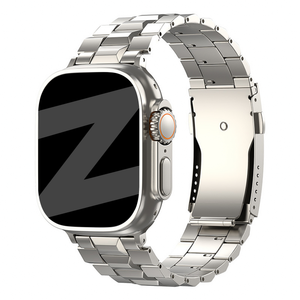Titanium Strap 'Deluxe', on a watch, 3/4 front view