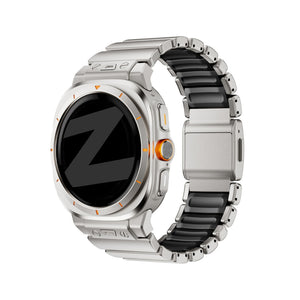 Bandz Samsung Galaxy Watch Ultra 2 titanium band 'Hybrid' (titanium/zwart)