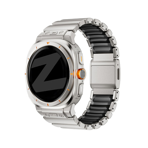 Bandz Samsung Galaxy Watch Ultra 2 titanium band 'Hybrid' (titanium/zwart)
