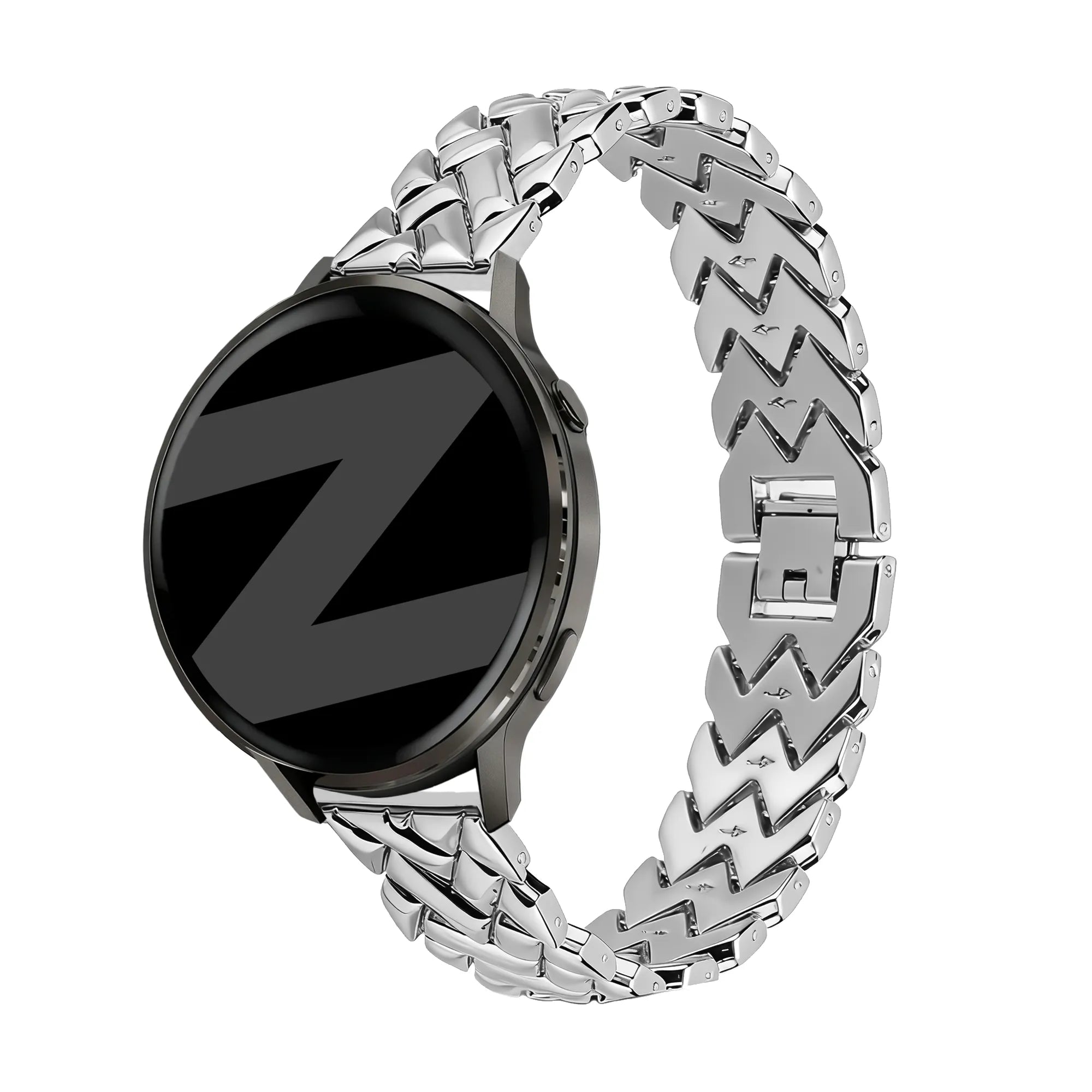 Bandz Garmin Forerunner 265s metalen band 'V-type' (zilver)