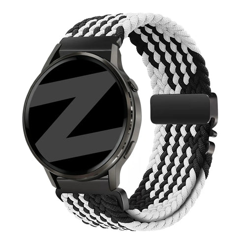 Bandz Garmin Vivomove Style Braided Strap 'Parachute' (Black/White)