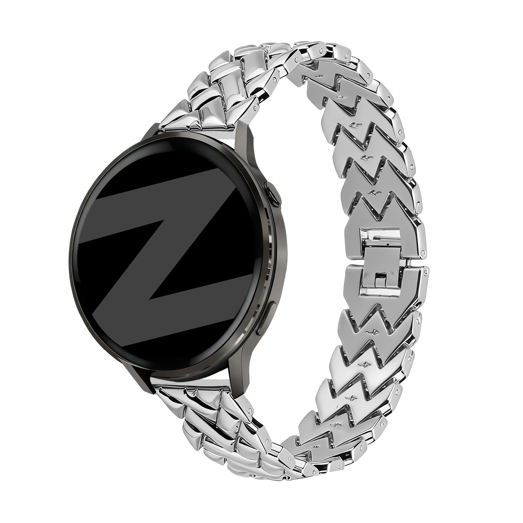 Bandz Withings Steel HR - 36mm metalen band 'V-type' (zilver)