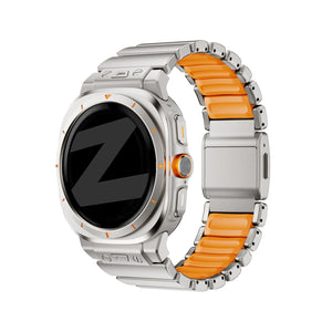 Bandz Samsung Galaxy Watch Ultra 2 titanium band 'Hybrid' (titanium/oranje)
