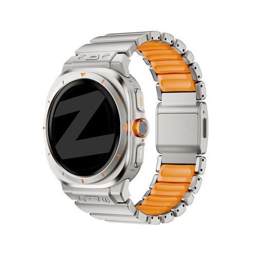 Bandz Samsung Galaxy Watch Ultra 2 titanium band 'Hybrid' (titanium/oranje)
