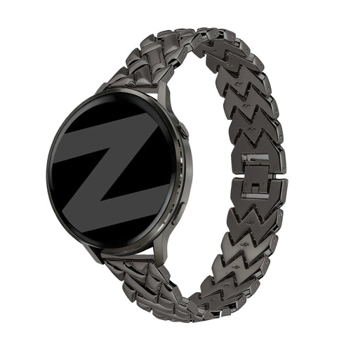 Bandz Garmin Forerunner 265s metalen band 'V-type' (zwart)