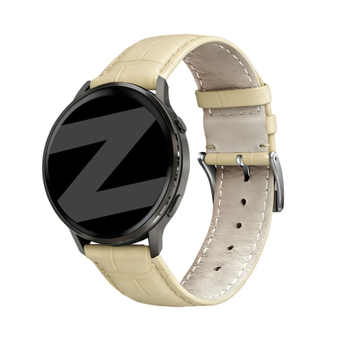 Bandz Garmin Vivomove Style Leren crocodile grain band (beige)