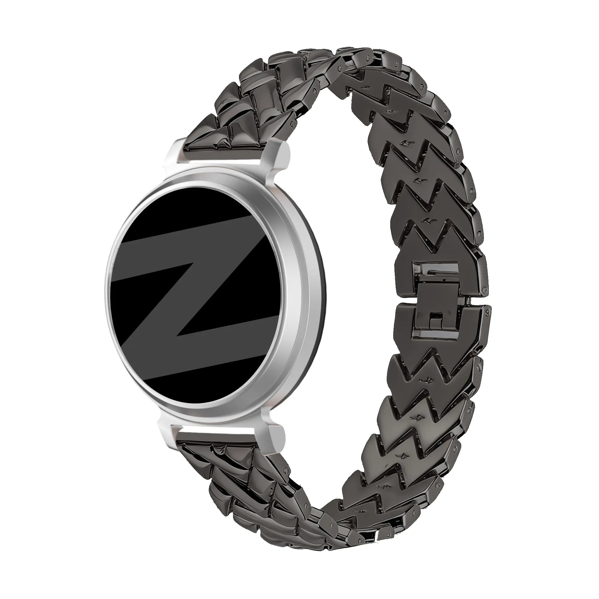 Bandz Pebble Round 2 - 14mm metalen band 'V-type' (zwart)