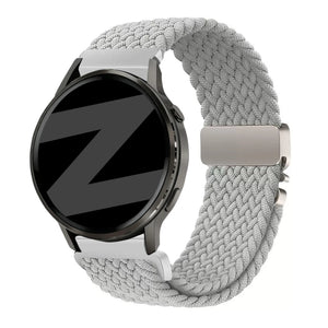 Nylon Braided Strap 'Parachute', light grey, on a watch, 3/4 front view